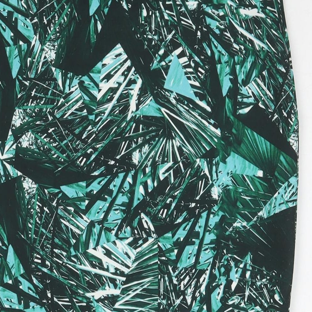 Marks and Spencer Womens Green Floral Polyester A-Line Skirt Size 12