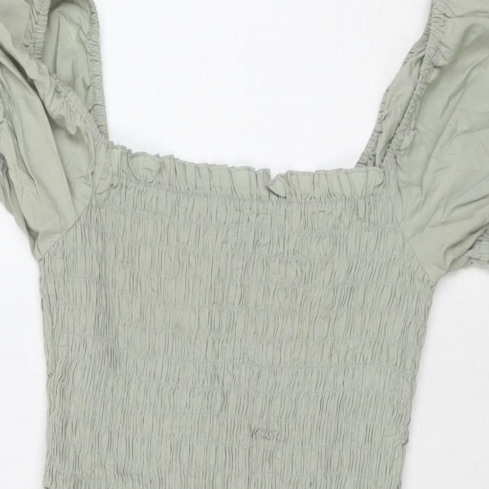 ASOS Womens Grey Cotton Fit & Flare Size 6 Square Neck Pullover