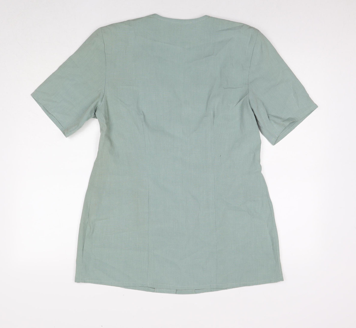 Dorothy Perkins Womens Blue Polyester Basic Button-Up Size 14 V-Neck - Shoulder Pads