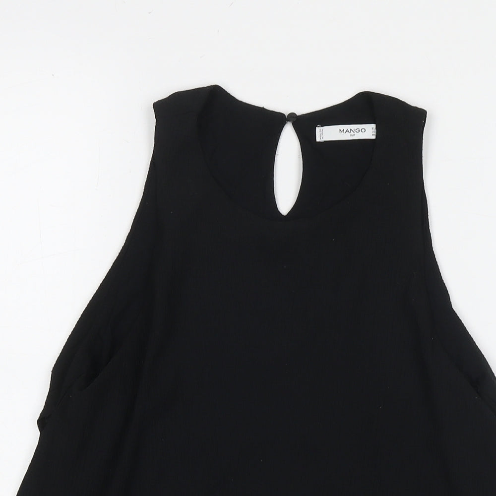 Mango Womens Black Viscose Basic Tank Size S Round Neck