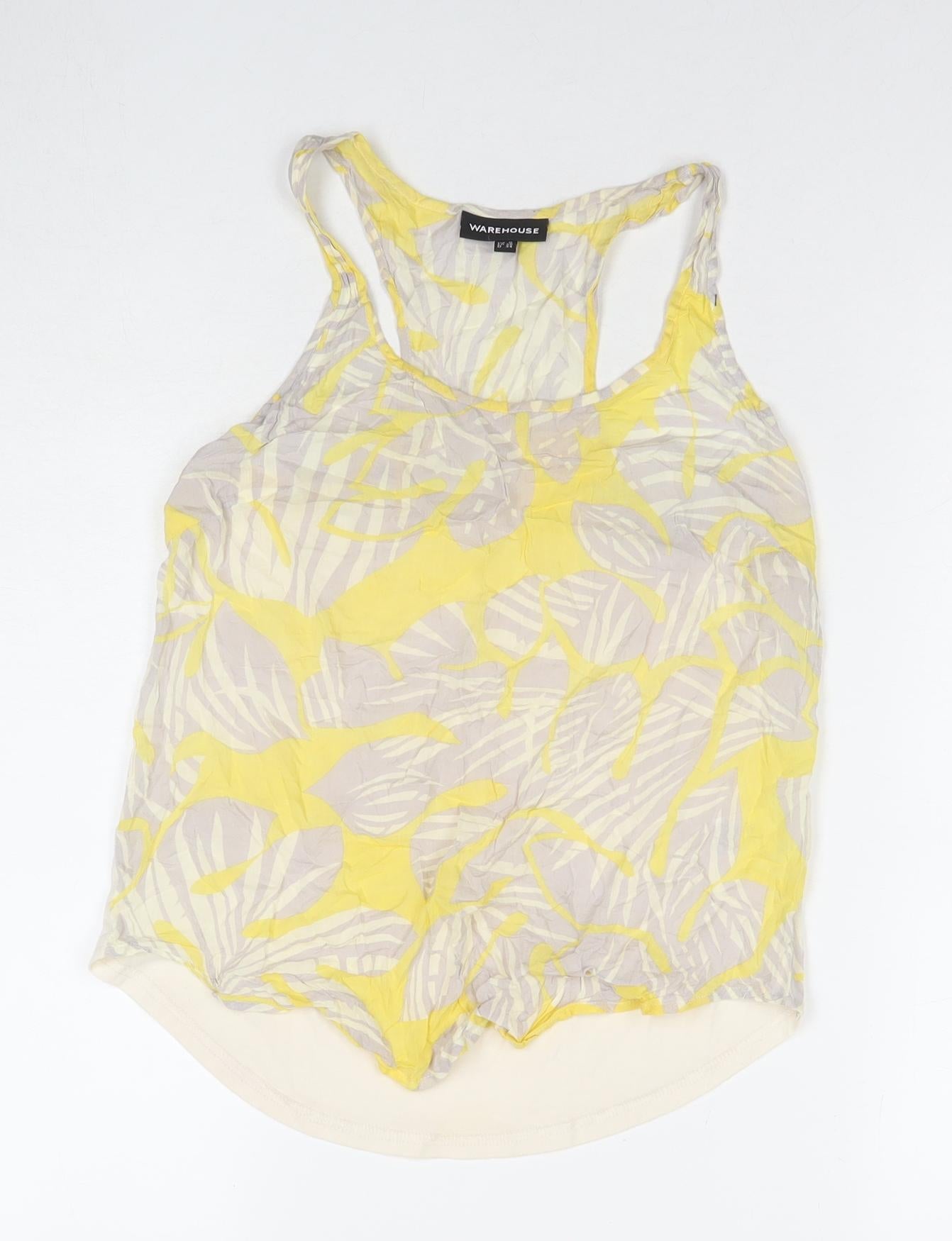 Warehouse Womens Multicoloured Floral Viscose Basic Tank Size 8 Round Neck