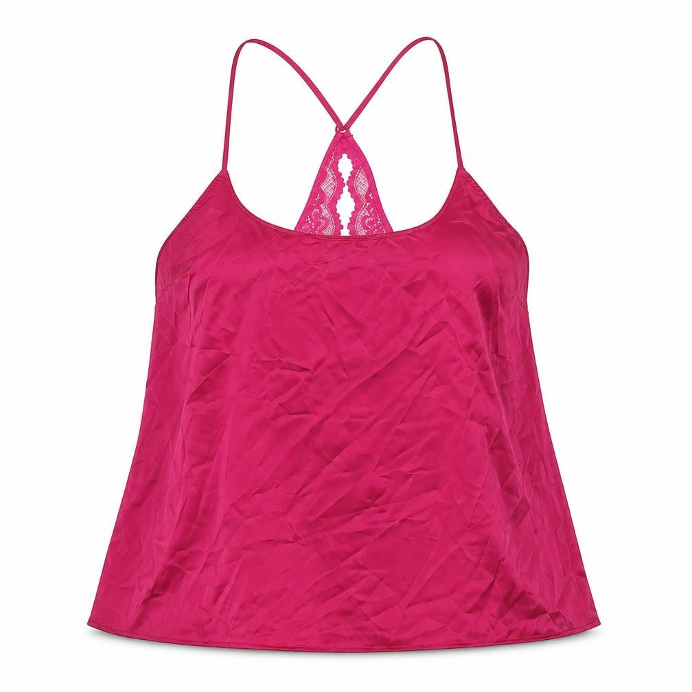 Marks & Spencer Womens Pink Polyester Basic Tank Size M Round Neck