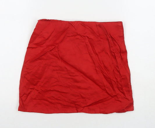 Zara Womens Red Polyester Mini Skirt Size XS Zip