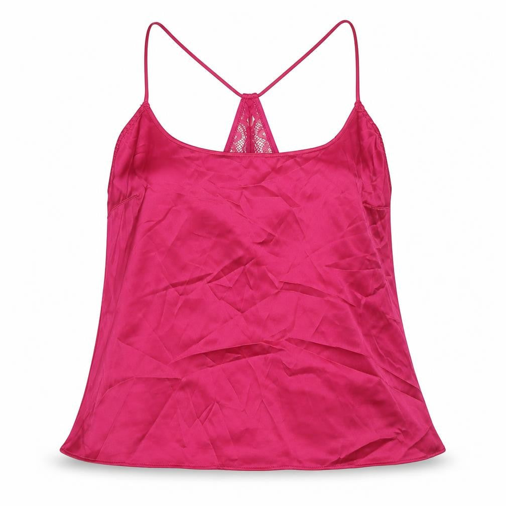 Marks & Spencer Womens Pink Solid Polyester Cami Pyjama Top Size XS