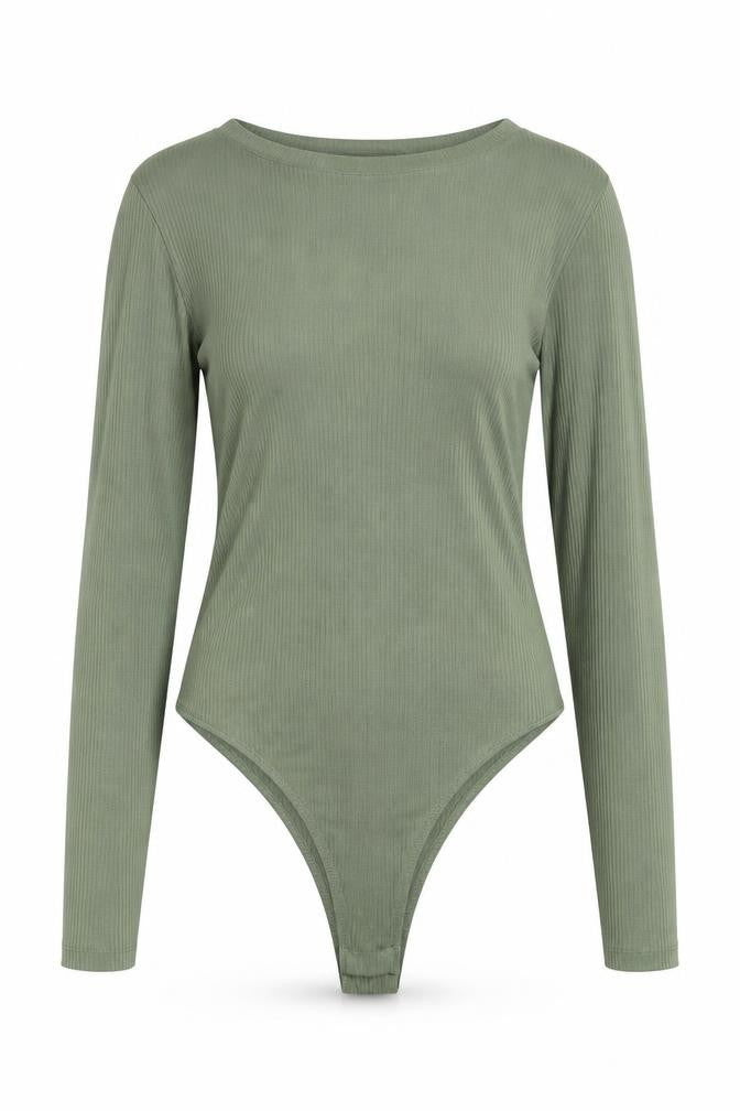 New Look Womens Green Cotton Bodysuit One-Piece Size 12 Snap