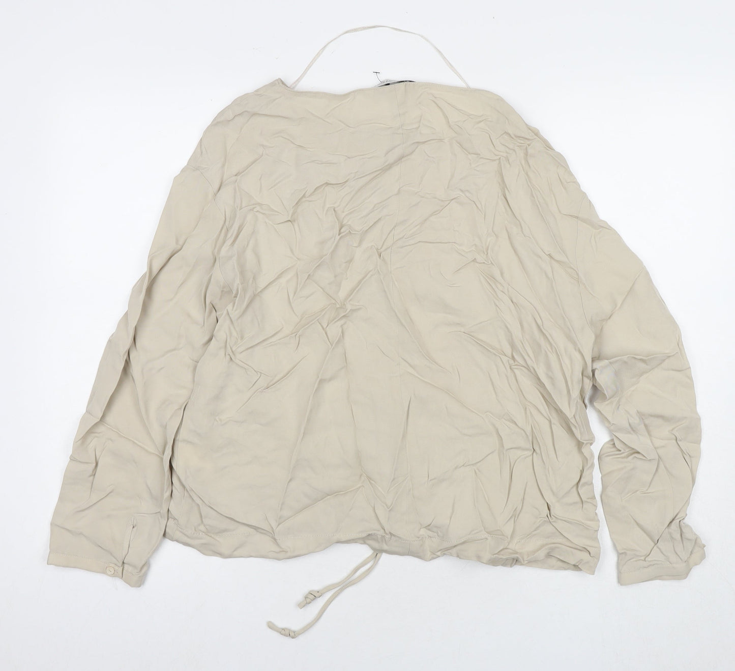 Zara Womens Beige Viscose Basic Blouse Size M Round Neck