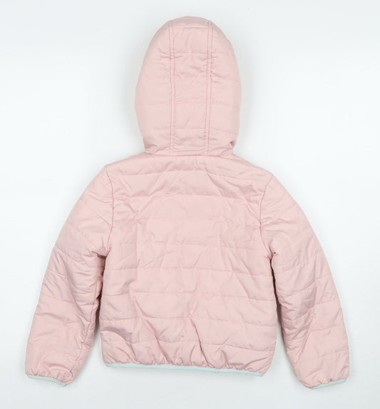Marks and Spencer Girls Pink Puffer Jacket Jacket Size 6-7 Years Zip