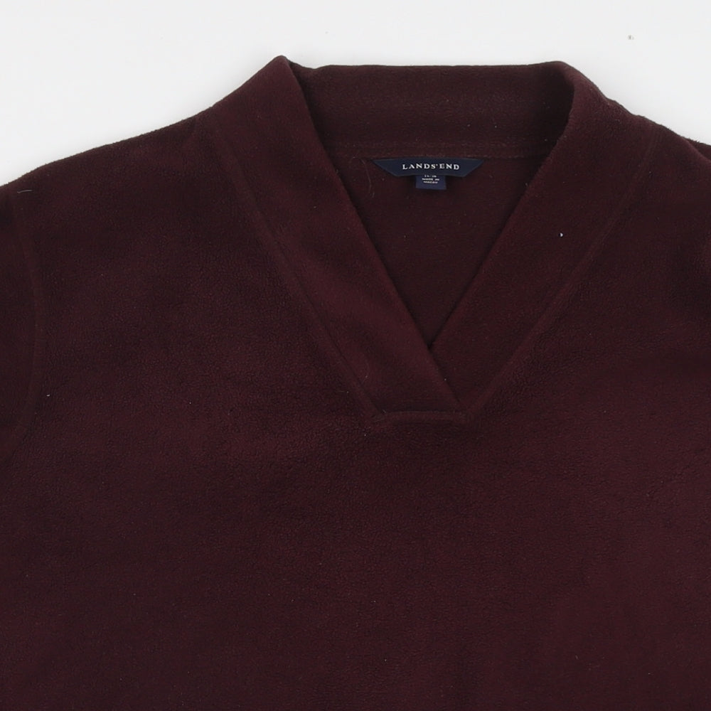 Lands' End Womens Red Polyester Pullover Sweatshirt Size 14 Pullover - Size 14-16