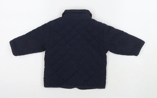 mamas & papas Boys Blue Quilted Jacket Size 6-9 Months Snap