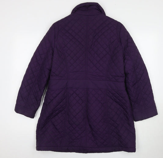 Debenhams Womens Purple Quilted Coat Size 14 Zip