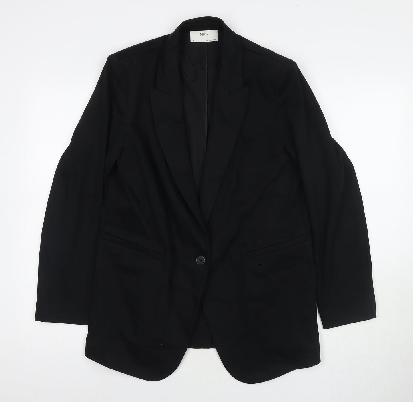Marks and Spencer Womens Black Jacket Blazer Size 14 Button