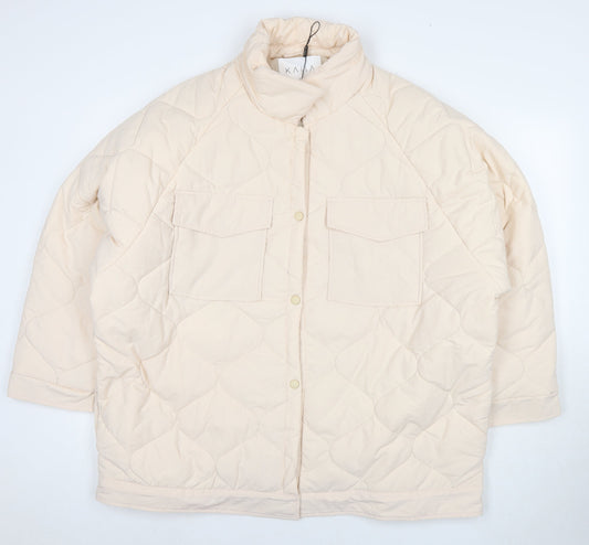 Kaiia Womens Beige Quilted Jacket Size XL Snap