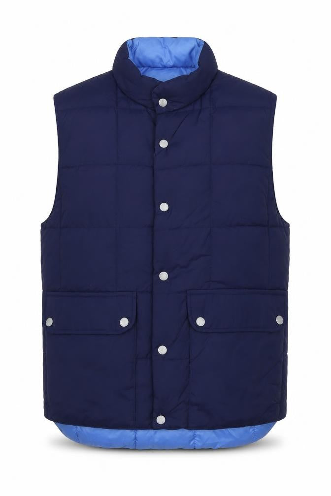 H&M Mens Blue Gilet Waistcoat Size S Snap