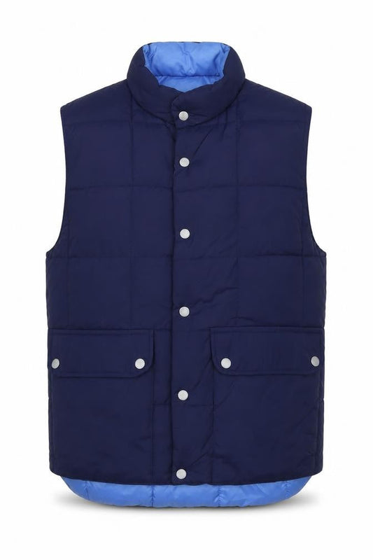 H&M Mens Blue Gilet Waistcoat Size S Snap