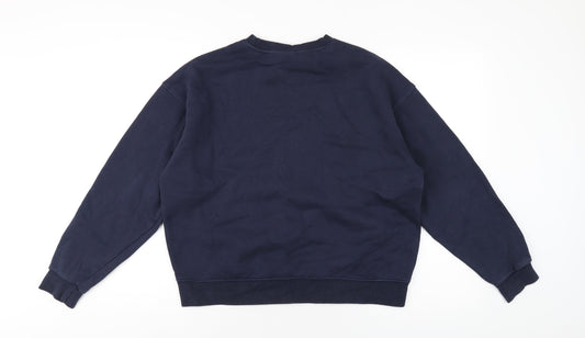 Pull&Bear Womens Blue Cotton Pullover Sweatshirt Size S Pullover