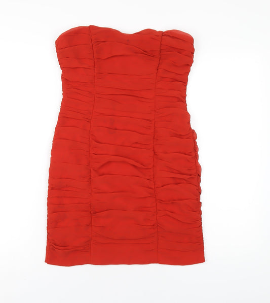 H&M Womens Orange Polyester Mini Size 10 Sweetheart Zip