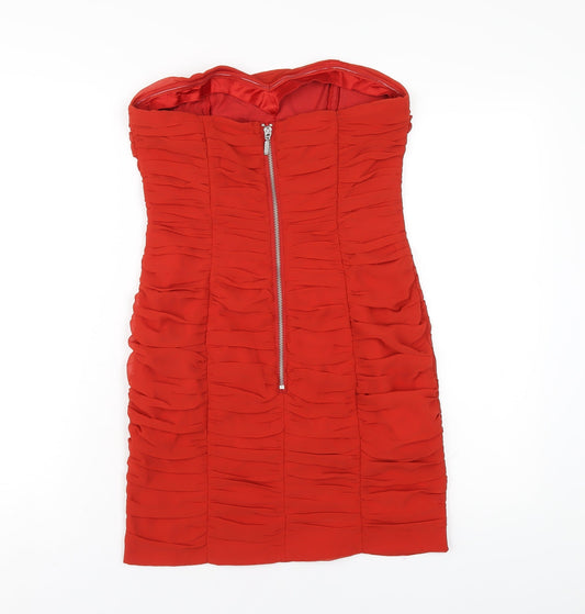 H&M Womens Orange Polyester Mini Size 10 Sweetheart Zip