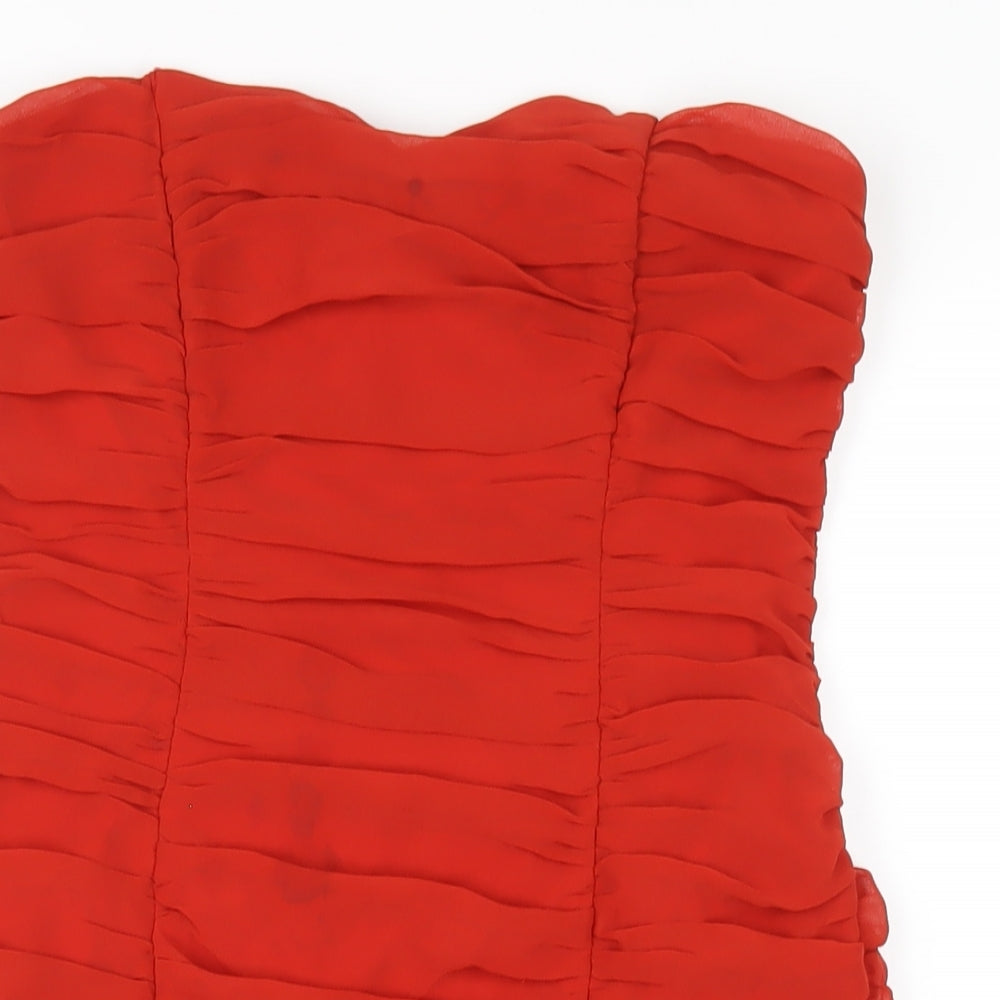 H&M Womens Orange Polyester Mini Size 10 Sweetheart Zip