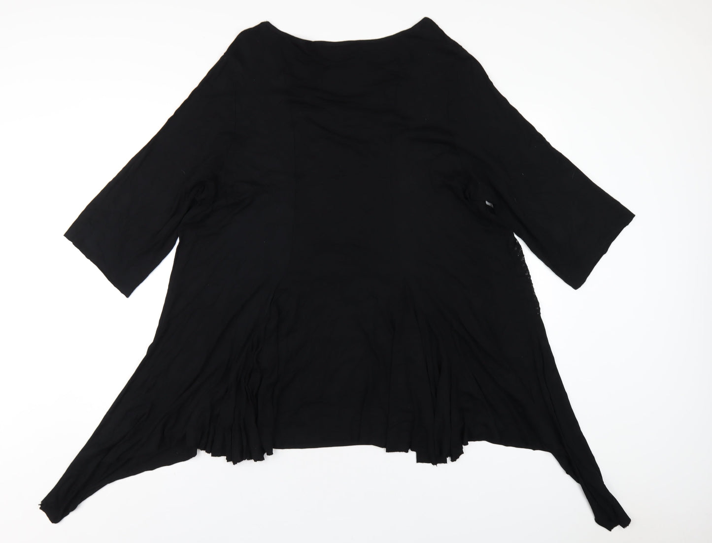 Deane & White Womens Black Viscose Basic T-Shirt Size 22 Round Neck