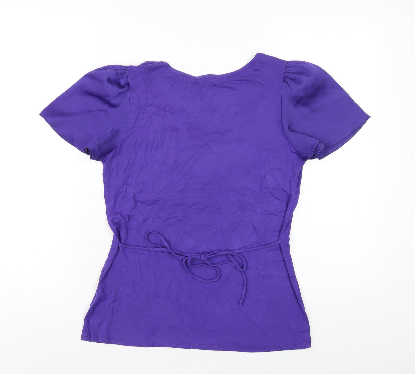 David Emanuel Womens Purple Viscose Basic T-Shirt Size 10 Scoop Neck