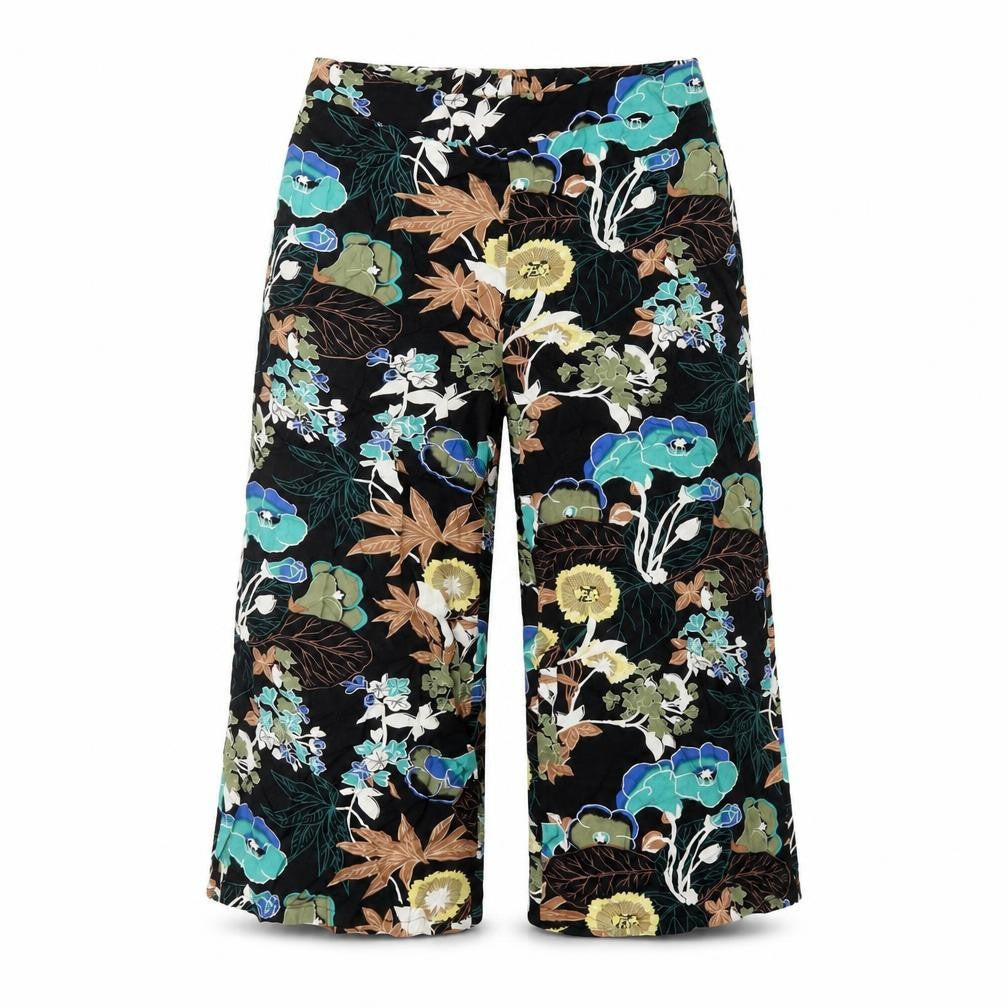 Jules & Leopold Womens Black Floral Viscose Capri Trousers Size M L21 in Regular