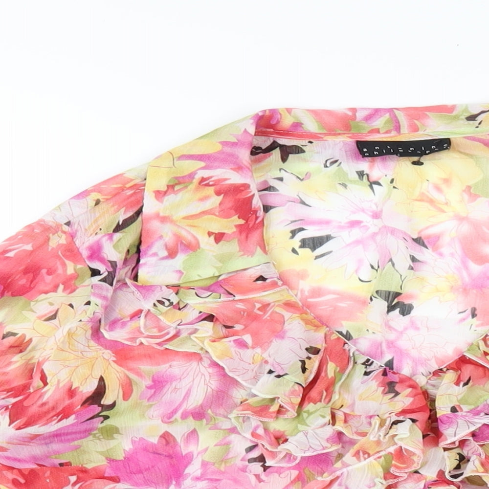Antonino Philosophy Womens Multicoloured Floral Polyester Basic Blouse Size 12 V-Neck