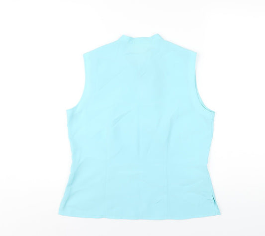 Lakeland Womens Blue Polyester Basic Blouse Size 12 Round Neck