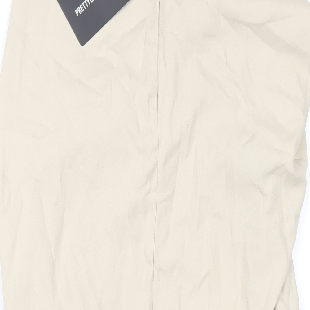PRETTYLITTLETHING Womens Beige Polyester A-Line Skirt Size 10 Zip