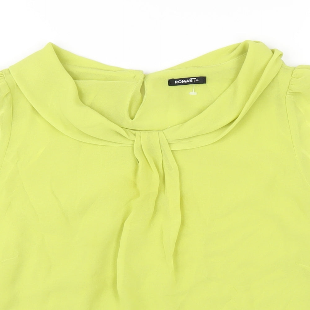 Roman Womens Green Polyester Basic T-Shirt Size 14 Round Neck