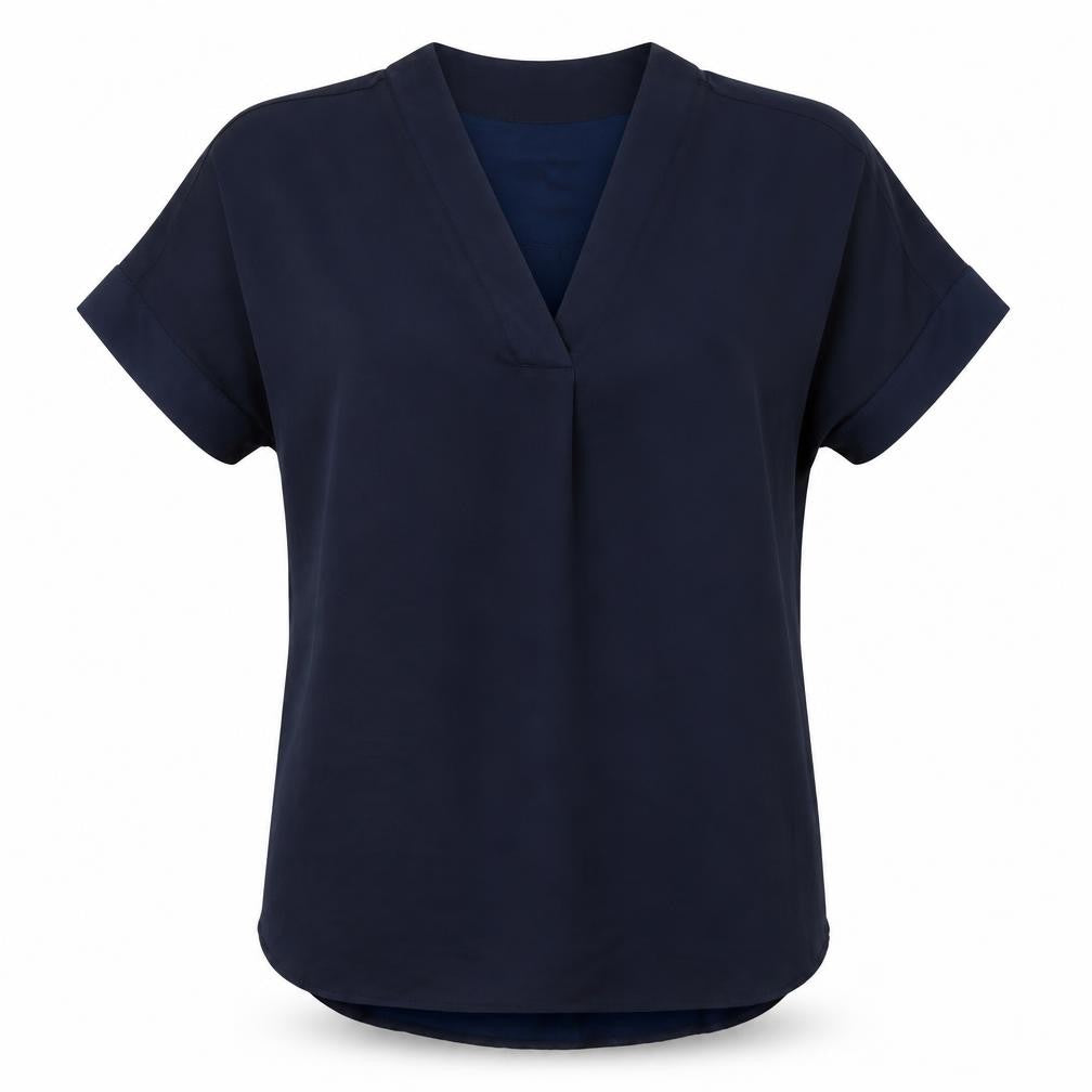 Marks and Spencer Womens Blue Polyester Basic Blouse Size 6 V-Neck