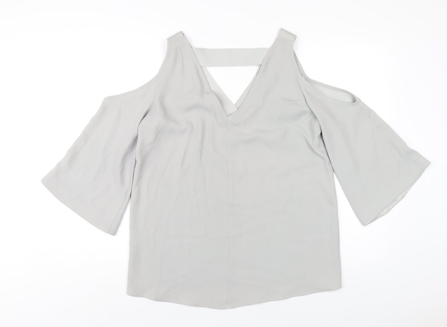 River Island Womens Grey Polyester Basic T-Shirt Size 10 V-Neck