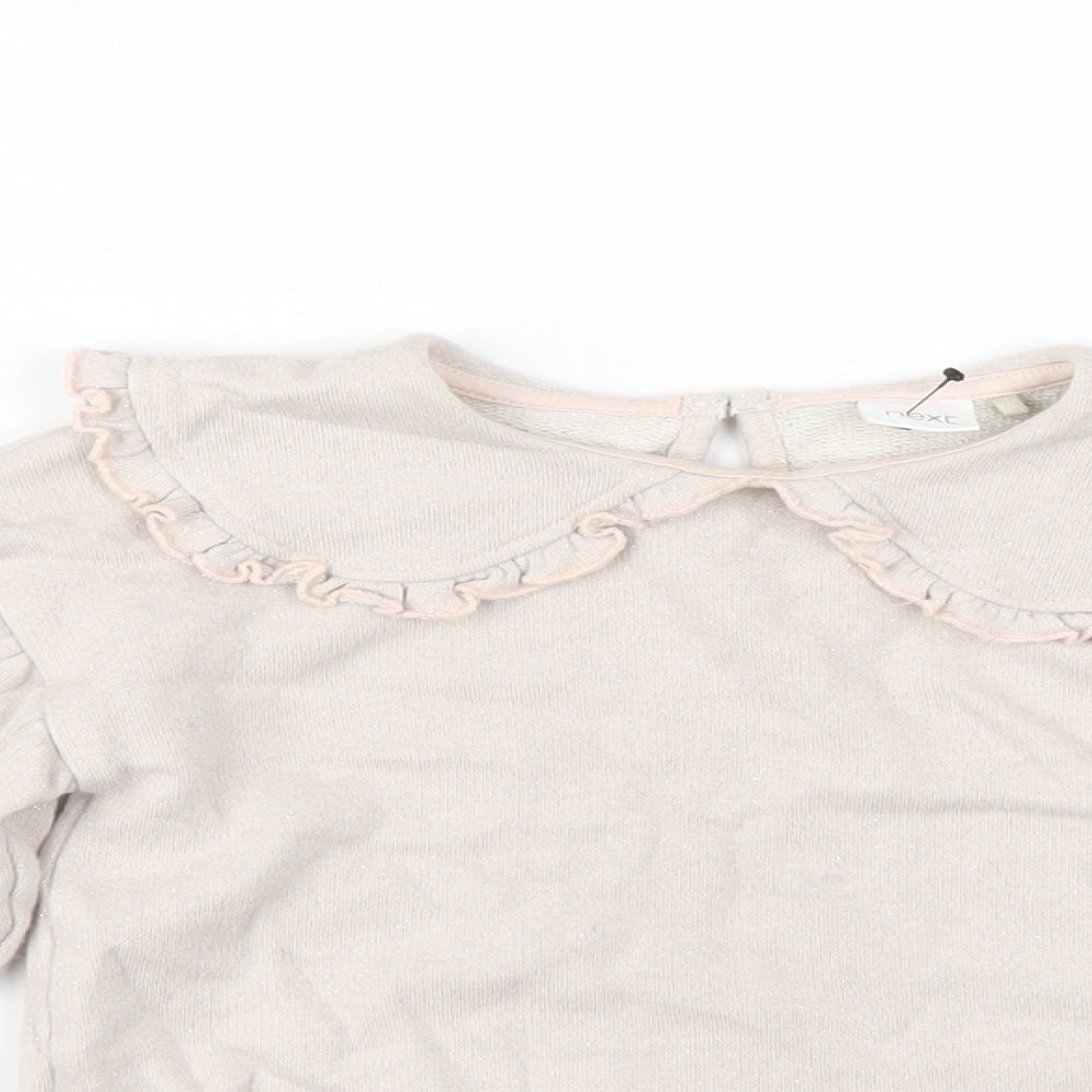 NEXT Girls Beige Cotton Pullover Sweatshirt Size 2-3 Years Button