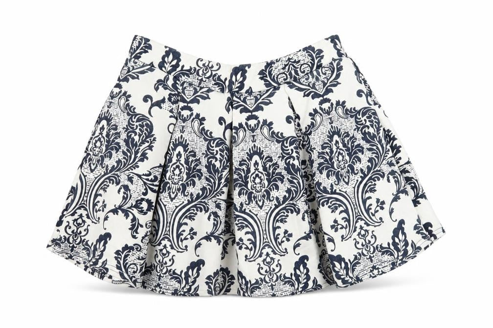Boohoo Womens Blue Geometric Polyester Skater Skirt Size 10