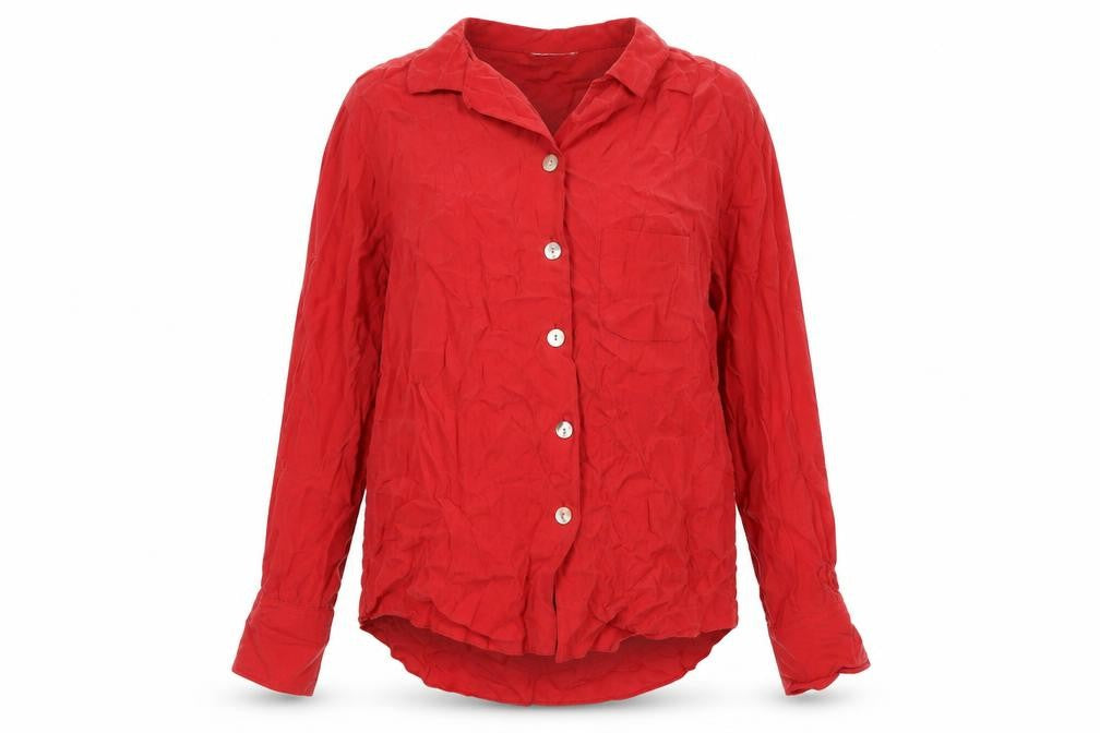 Marks and Spencer Womens Red Cupro Basic Blouse Size 14 Collared
