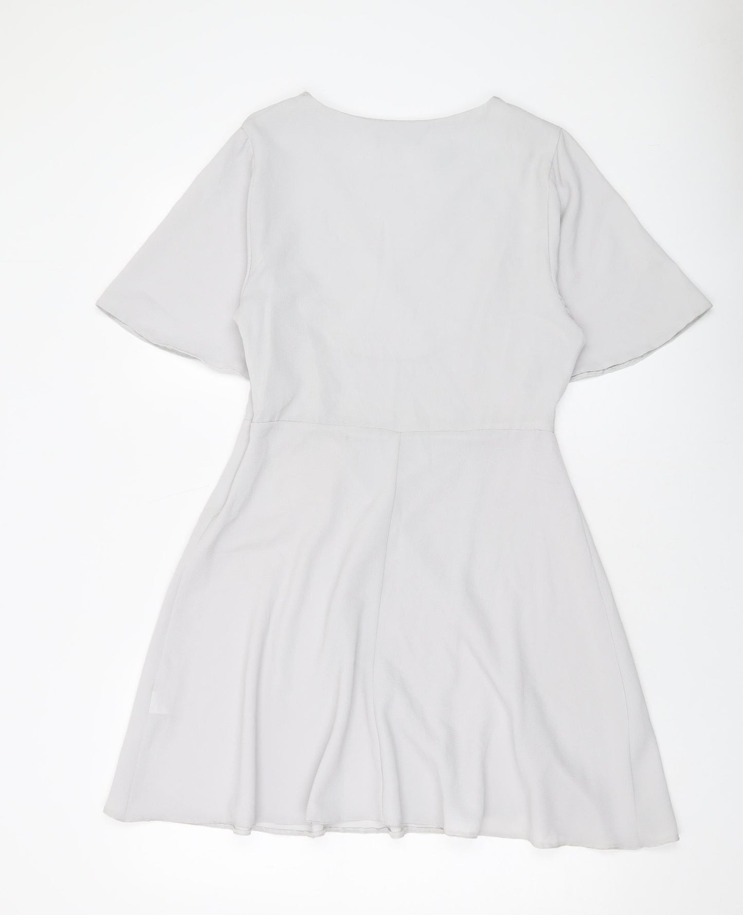 New Look Womens Grey Polyester A-Line Size 12 V-Neck Zip