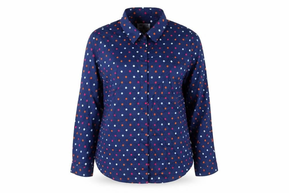 Antoni & Alison Womens Blue Polka Dot Cotton Basic Button-Up Size 10 Collared