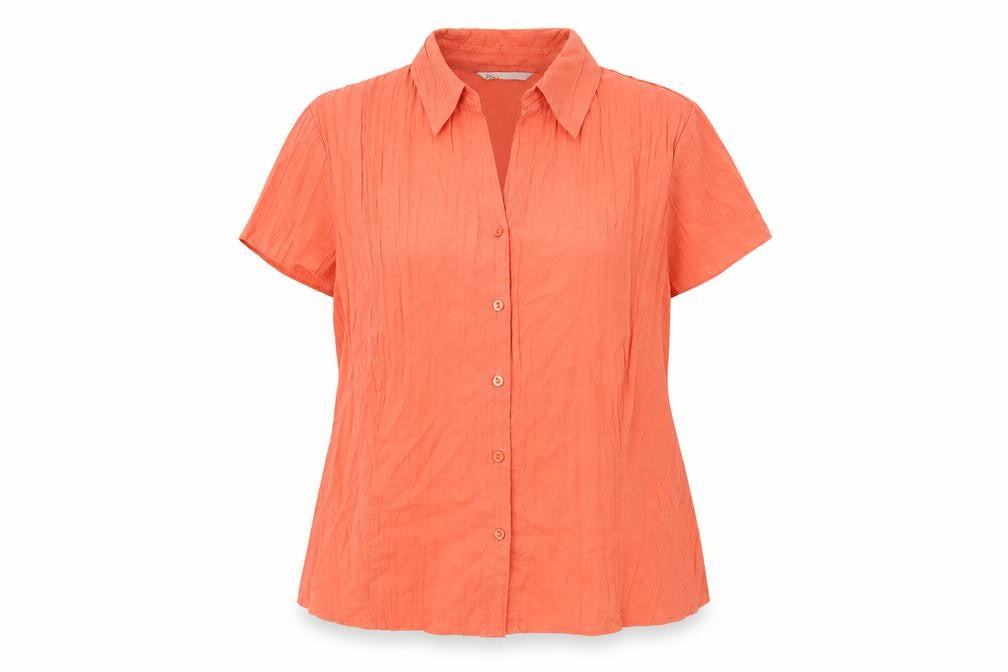 BSH Womens Orange Polyester Basic Button-Up Size 18 Collared