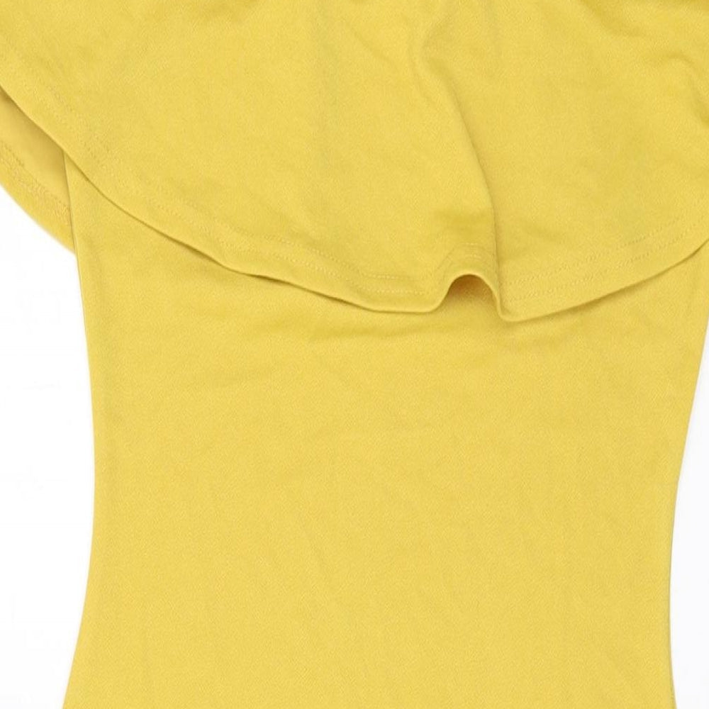 Dolly Diva Womens Yellow Polyester Bodycon Size 12 Round Neck Pullover