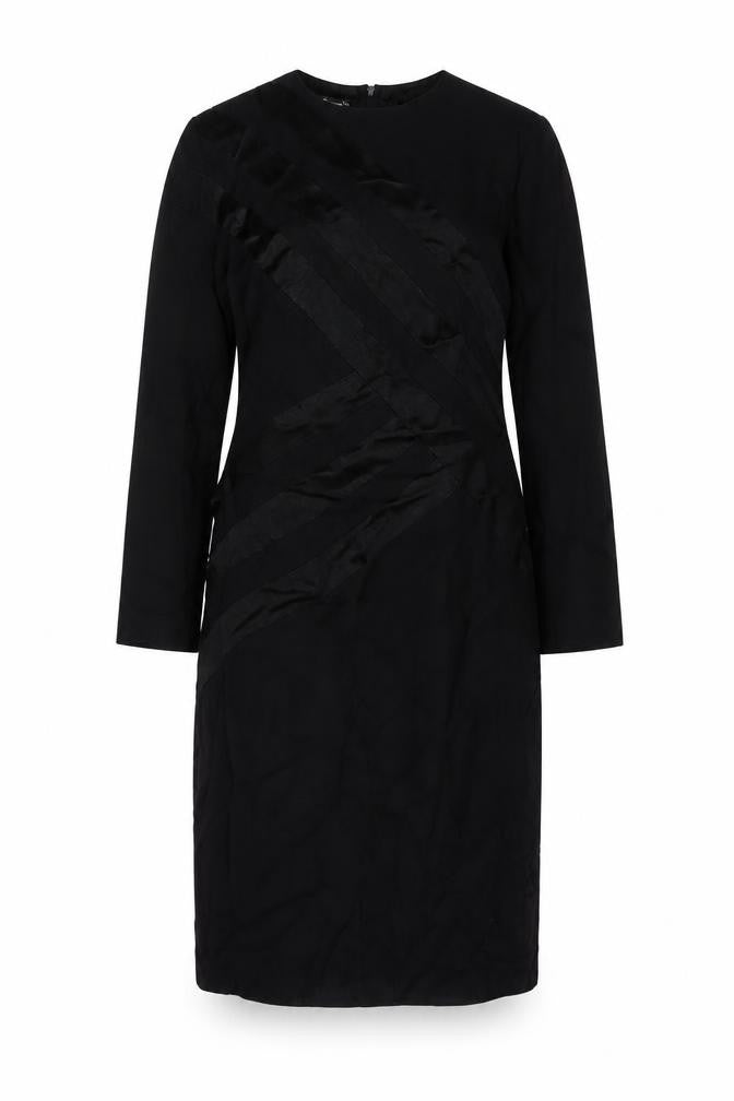 Louis Feraud Womens Black Polyester Sheath Size 12 Round Neck Zip