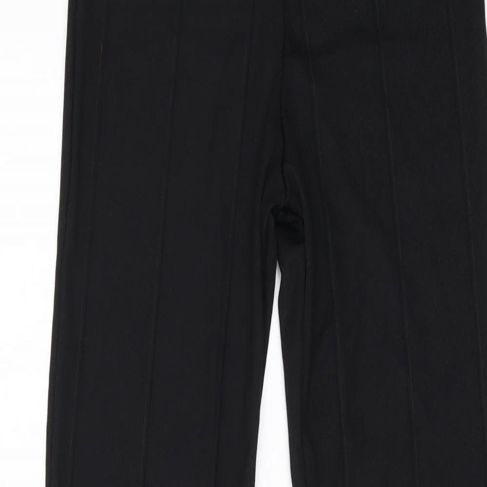 PRETTYLITTLETHING Womens Black Polyester Trousers Size 8 L34 in Regular