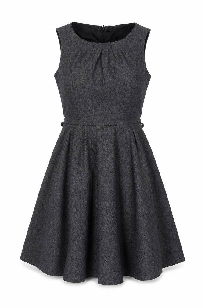 Next Womens Grey Polyester A-Line Size 6 Round Neck Zip