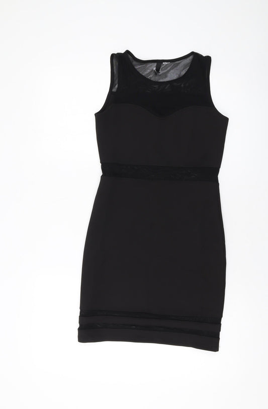 H&M Womens Black Polyester Mini Size 10 Round Neck Pullover