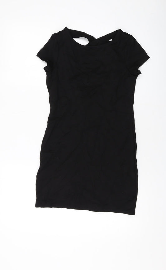 Red Herring Womens Black Viscose Mini Size 8 Round Neck Pullover