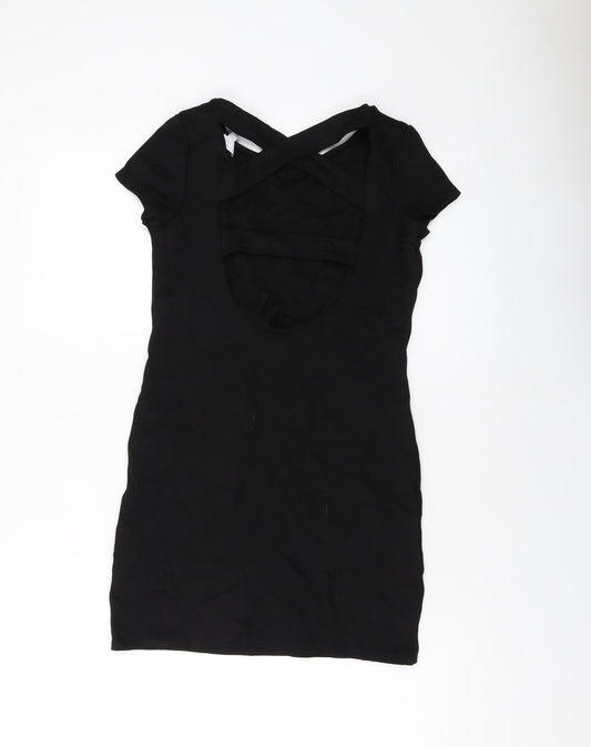 Red Herring Womens Black Viscose Mini Size 8 Round Neck Pullover