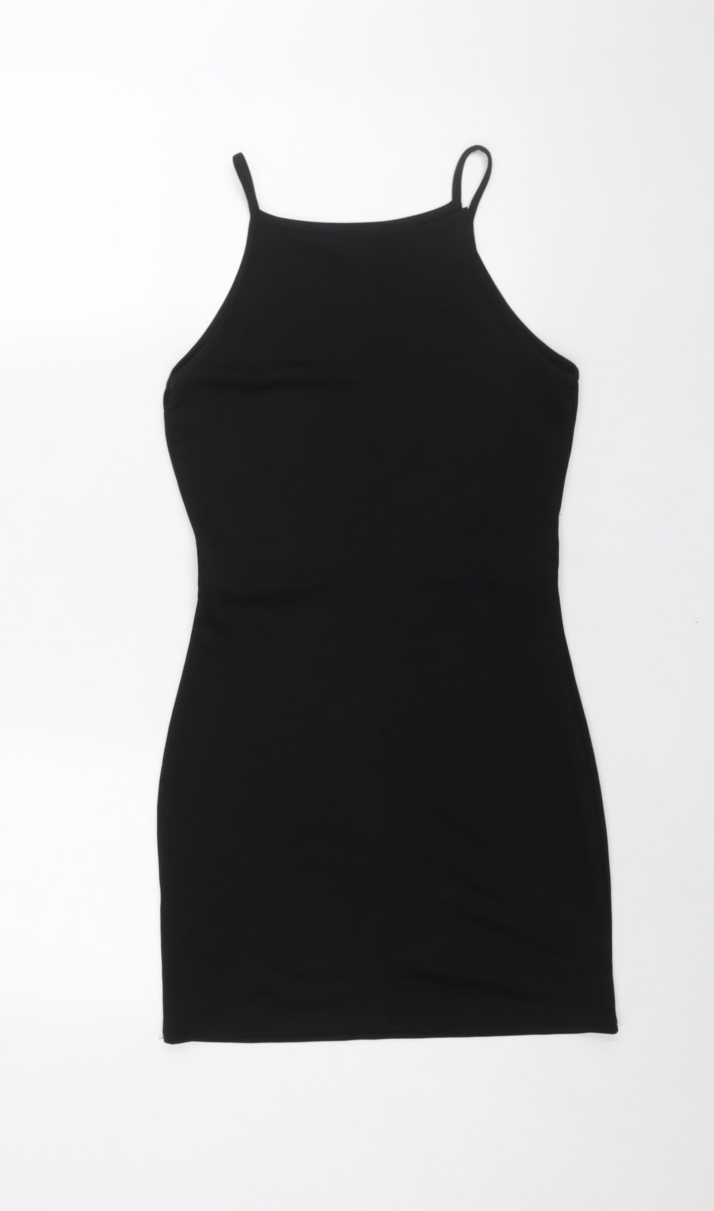 PRETTYLITTLETHING Womens Black Polyester Mini Size 12 Square Neck Pullover - Cut Out