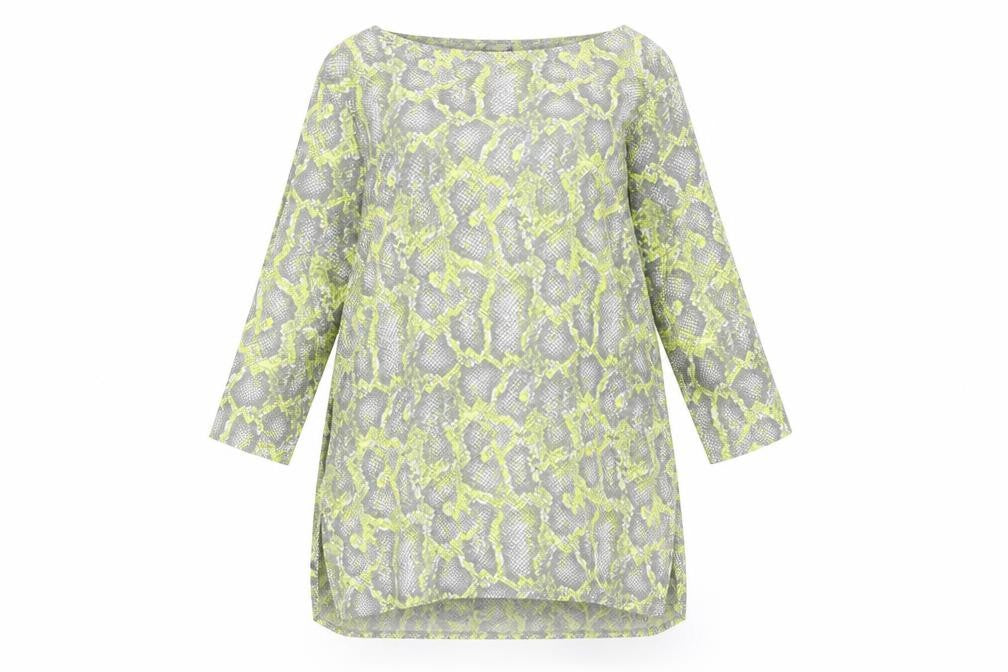 Principles Womens Multicoloured Animal Print Viscose Tunic Blouse Size 16 Round Neck - Snakeskin Print Side Slits