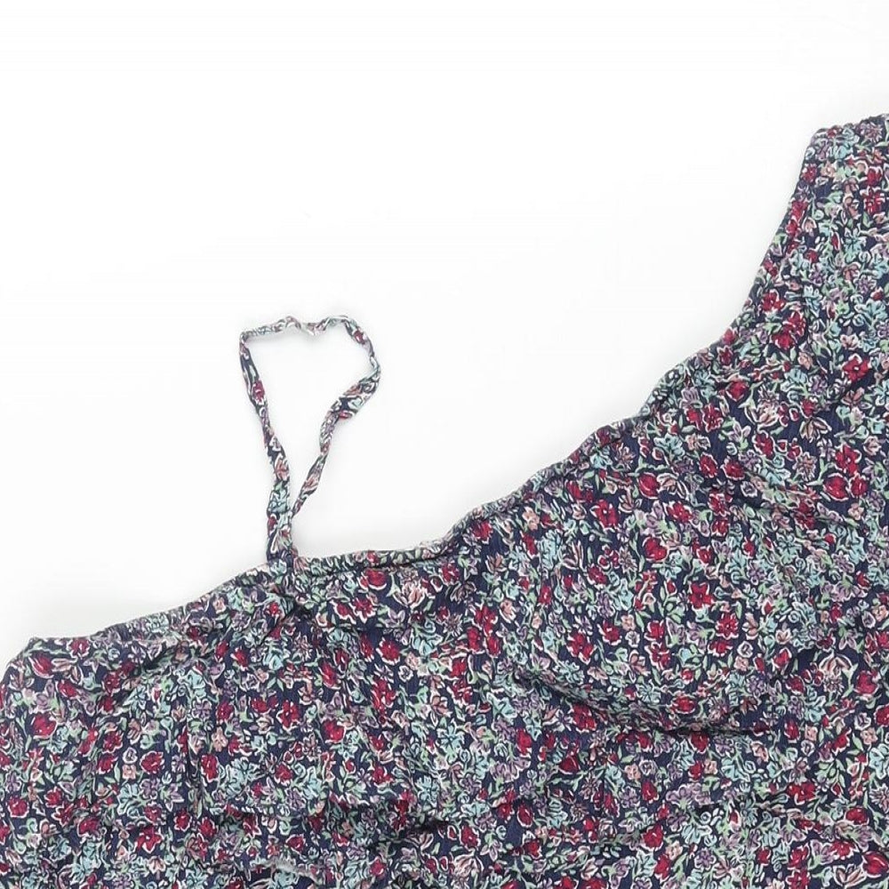 Dorothy Perkins Womens Multicoloured Floral Viscose Basic Blouse Size 16 One Shoulder - Frill