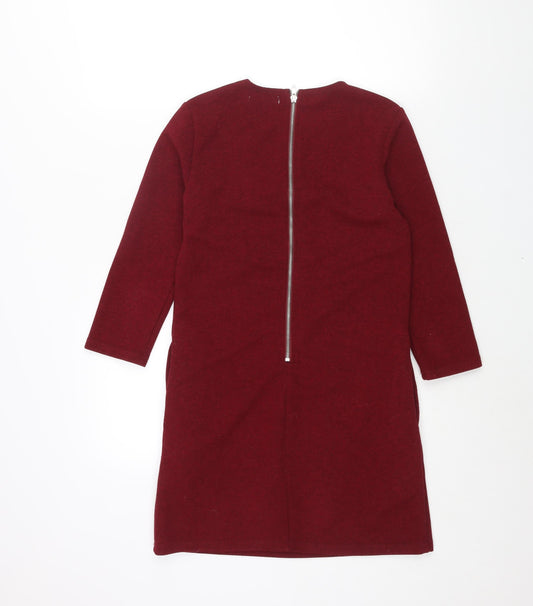 Glamorous Womens Red Polyester Mini Size XS Round Neck Zip