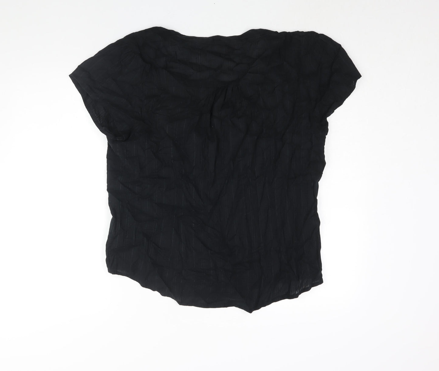 Sorrento Womens Black Cotton Basic Blouse Size 24 V-Neck