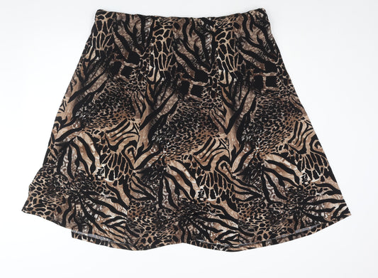Anna Rose Womens Brown Animal Print Polyester A-Line Skirt Size 20